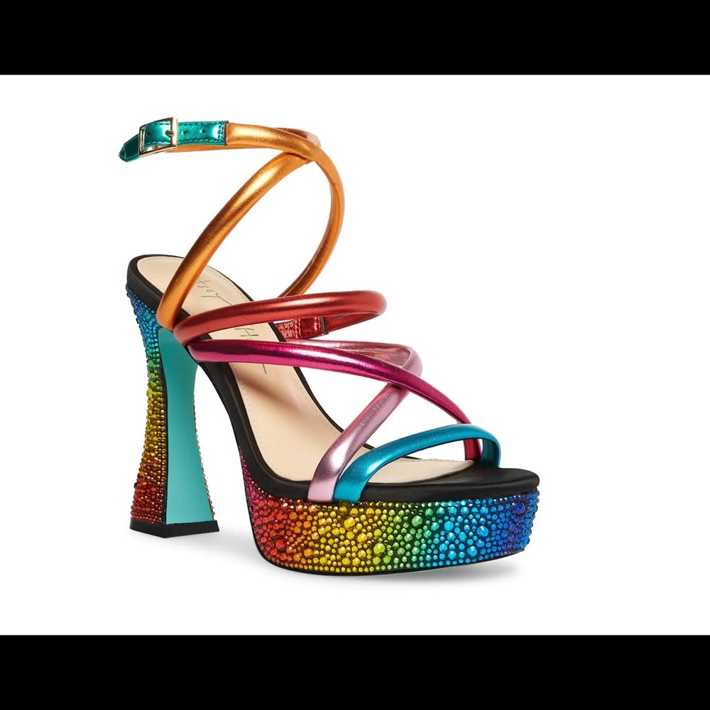 Betsey Johnson SB Maeve Rainbow Platform Sandals 8